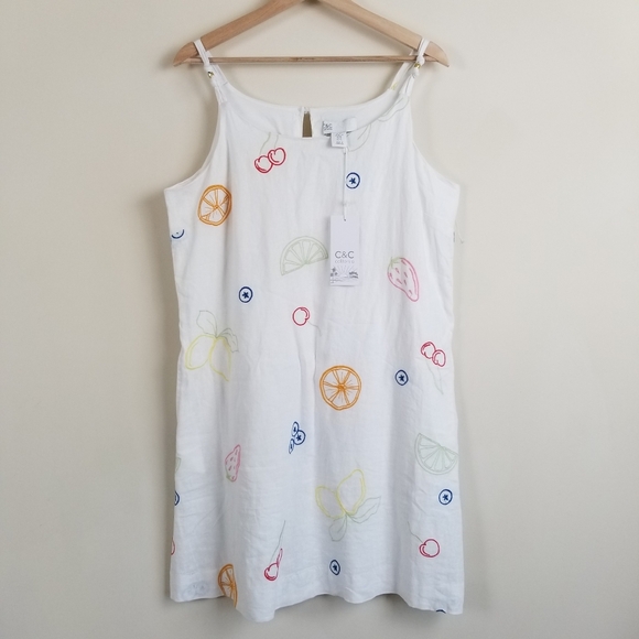 C&C California Dresses & Skirts - C&C Linen Blend Fruit Dress XL NWT